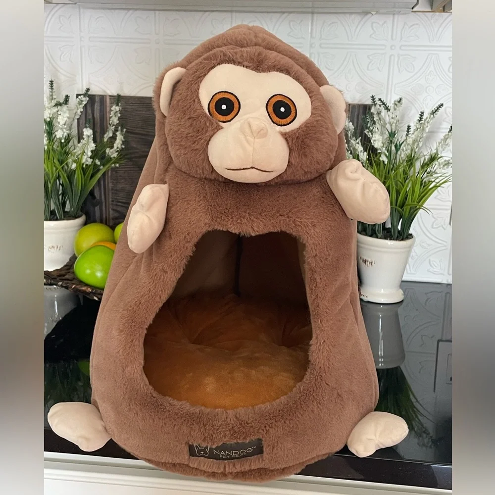 Cozy Monkey Pet Bed - Brown
